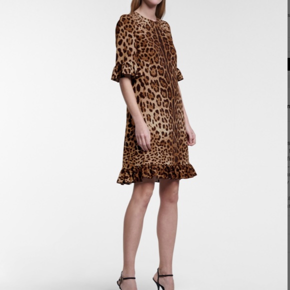 DOLCE&GABBANA Leopard-print cady minidress - Picture 1 of 7